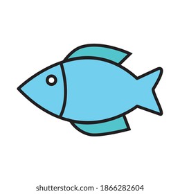 fish animal line and fill style icon vector illustration design