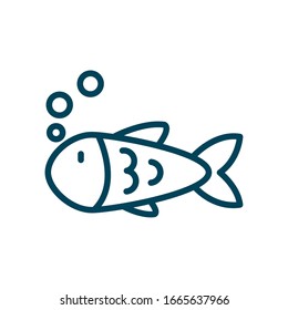 Fish animal line style icon design Sea life ecosystem fauna ocean underwater water nature marine tropical theme Vector illustration