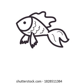 Fish animal line style icon design Sea life ecosystem fauna and ocean theme Vector illustration