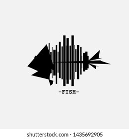Fish animal logo abstract sign icon silhouette Hand drawn Artistic line design for a gallery restaurant brand Fashion print for clothes cards picture poster banner for websites. Vector illustration