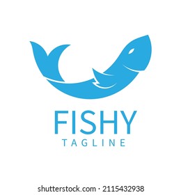 Plantilla de diseño del logotipo de animales de pesca vector ilustración aislada