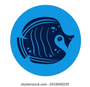 Fish animal sea life ocean emblem icon concept. Vector flat graphic design illustration