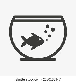 Fish in the aquarium with bubbles icon vector isolated on white background. 