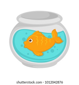 Fish in aquarium cartoon pet vector flat icon