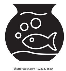 fish in aquarium editable vector icon, pets shop accessories sign, glyph style, modern concept, simple model, black color 