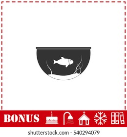 Fish aquarium icon flat. Simple vector symbol and bonus icon