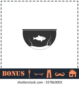 Fish aquarium icon flat. Simple vector symbol and bonus icon