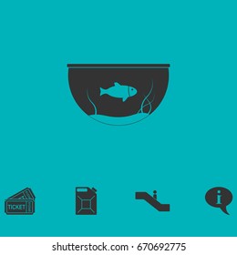 Fish aquarium icon flat. Simple vector symbol and bonus icon