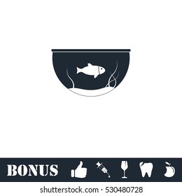 Fish aquarium icon flat. Vector illustration symbol and bonus pictogram