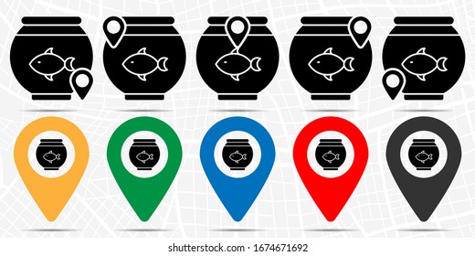 Fish, aquarium icon in location set. Simple glyph, flat illustration element of petshop theme icons