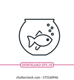 Fish In Aquarium Icon Vector