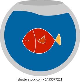 Fish in aquarium, illustration, vector on white background.