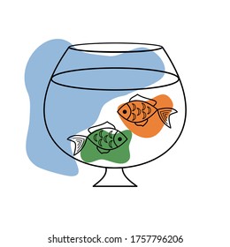 Fish in an aquarium line icon. linear and abstract style vector illustration 