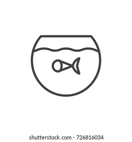 Fish in the aquarium line icon, outline vector sign, linear style pictogram isolated on white. Symbol, logo illustration. Editable stroke