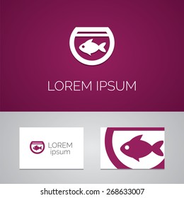 fish, aquarium logo template icon design elements with business card  