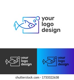 fish and aquarium minimal and modern logotype vector
