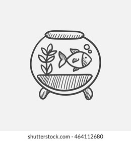 Fish In Aquarium Sketch Icon Set For Web, Mobile And Infographics. Hand Drawn Vector Isolated Icon.