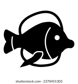 Fish for aquarium solid icon, domestic animals concept, Goldfish sign on white background, aquarium fish silhouette icon in glyph style for mobile concept and web design. Vector graphics