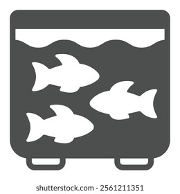 Fish in aquarium solid icon, fish farming concept. Vector graphics. Breeding fish sign on white background, glyph style icon for mobile or web design