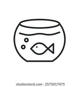 Fish aquarium thin line icons. Perfect pixel on transparent background