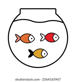 fish in the aquarium vector art illustration on white background