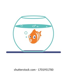 The fish in the aquarium. Vector flat illustration