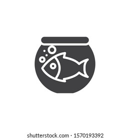 Fish in an aquarium vector icon. filled flat sign for mobile concept and web design. Aquarium with water and fish glyph icon. Symbol, logo illustration. Vector graphics