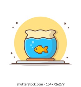 Fish in Aquarium Vector Icon Illustration. Animal Icon Concept White Isolated. Flat Cartoon Style Suitable for Web Landing Page, Banner, Sticker, Background