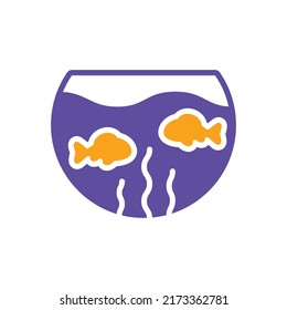 Icono vectorial del acuario de peces. Señal de animales mascotas. Símbolo gráfico para el diseño de aplicaciones y sitios web para mascotas y veterinarios, logotipo, aplicación, interfaz de usuario