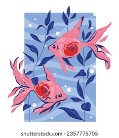 Fish in the aquarium. Vector illustration. Fish. Aquarium. Abstraction.