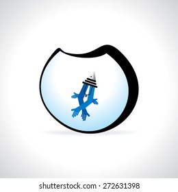 fish aquarium with water and creative fish vector illustration