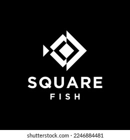 Fish Aquatic Abstract Simple Square Logo Design