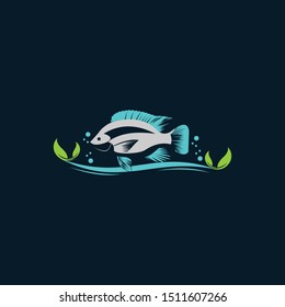 Fish Aquatic Underwater Creative Illustration Logo