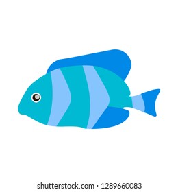 Fish aquatic vector icon sea wildlife symbol. Colorful illustration water ocean exotic fauna flat animal side view