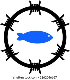 Ilustración vectorial del arresto de peces. Ilustración plana de diseño icónico del arresto de peces, aislado en un fondo blanco.
