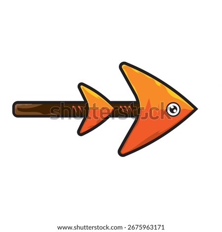 Fish Arrow drawing with a cite flat drawing illustration in flat concept drawing in templete good for brand logo and the cute drawing cool in the vector .