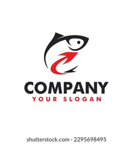fish and arrow logo icon and vector