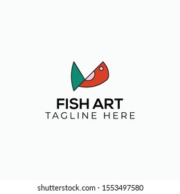 fish art colorful logo vector concept 