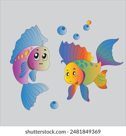 arte de pescado, peces de colores, burbuja, hermoso pez