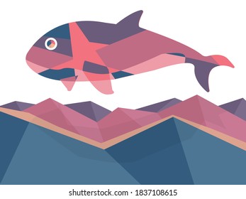 Fish art design,Whale range in color ,Colorful.Vector illustration 