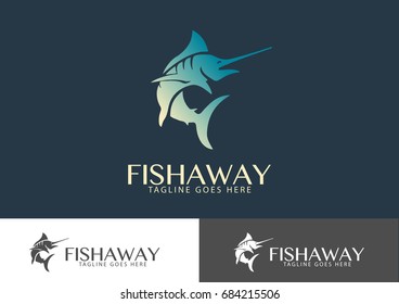 Fish Away Logo Design Vector Template 