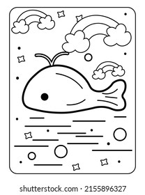 fish Baby toy coloring page, kids coloring page, toy line art design,