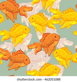 Fish background illustration. carp illustration seamless. Fashion trend prints fabric. vector background