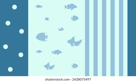 Fish Background Illustration with Stripes and Dot Pattern for Blank Space - 2D Illustration Vector