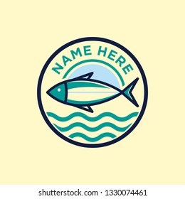 fish badge logo illustration. can be used for seafood restaurant, fishing contest/tournament