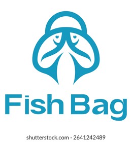 fish bag flat minimalist logo design