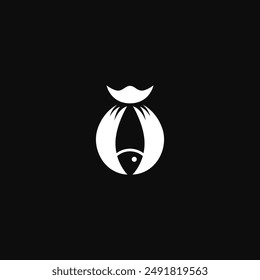 Fish in a bag, negative space logo design.