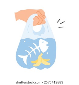 Fish in a bag, symbolizing no plastic in water bodies