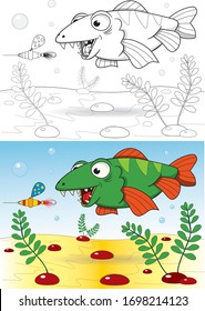 Fish and bait coloring book  fishing.