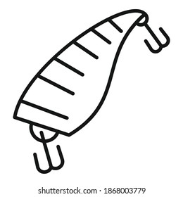 Fish bait double hook icon. Outline fish bait double hook vector icon for web design isolated on white background